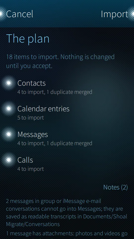Shoal Migrate on a Sailfish phone screen